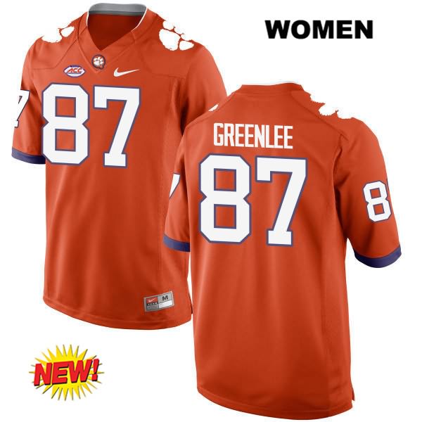 Women's Clemson Tigers #87 D.J. Greenlee Stitched Orange New Style Authentic Nike NCAA College Football Jersey SOW8646KJ